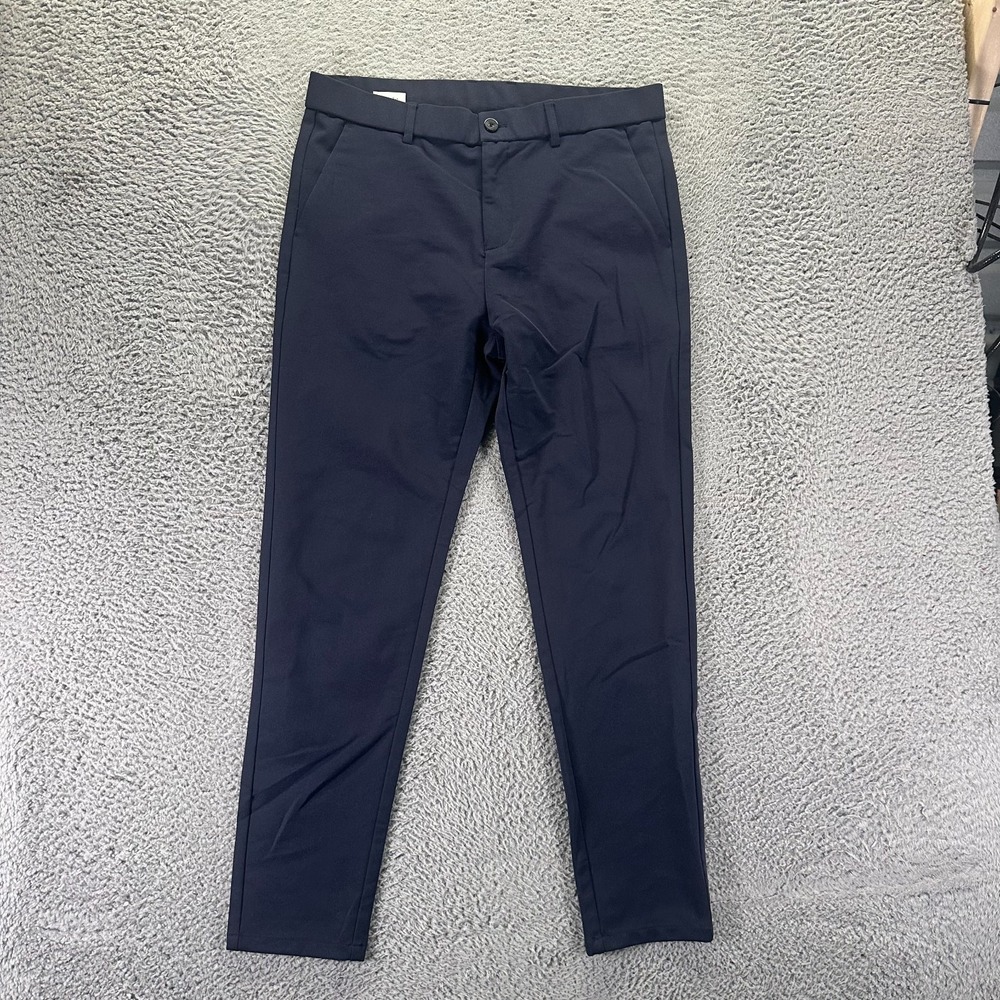 Plaid&Plain Pant Mens 34x30 Blue Chino Skinny Business Career Preppy Stretch